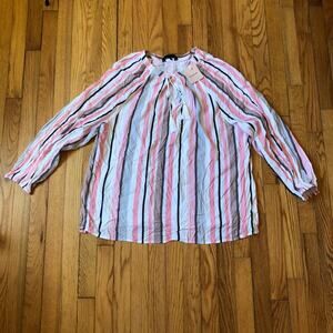 Bloomchic NWT Women's Pink Striped Long Sleeve Blouse Size 18-20